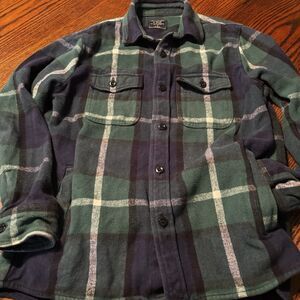 VTG Y2K  Abercrombie & Fitch Men's S Heavy Cotton Flannel Shacket Plaid Pockets